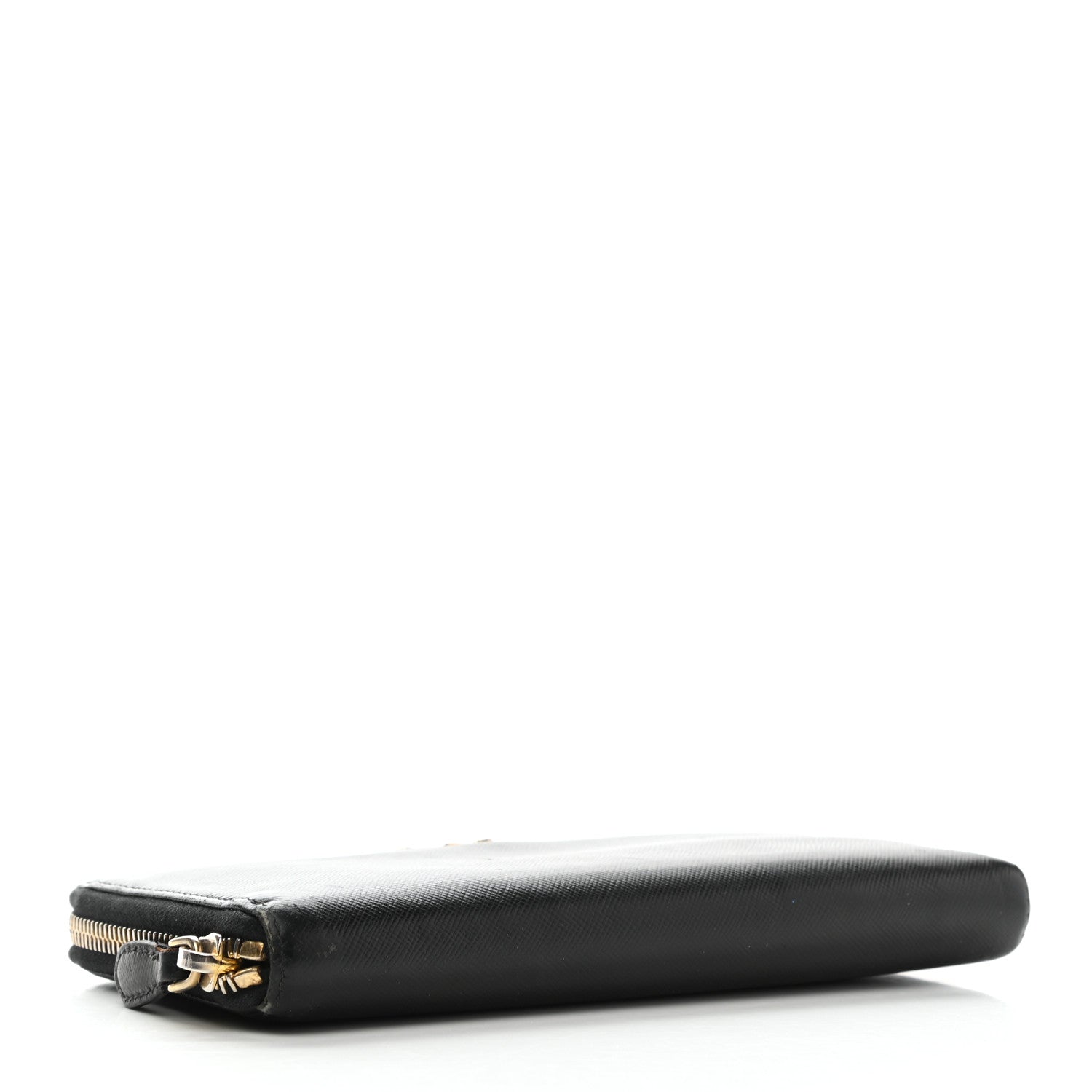 Prada Saffiano Metal Zip Around Wallet Black 4 of 10