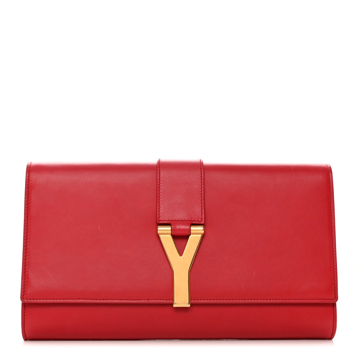 Saint Laurent Calfskin Classic Y Ligne Clutch Red 1 of 13