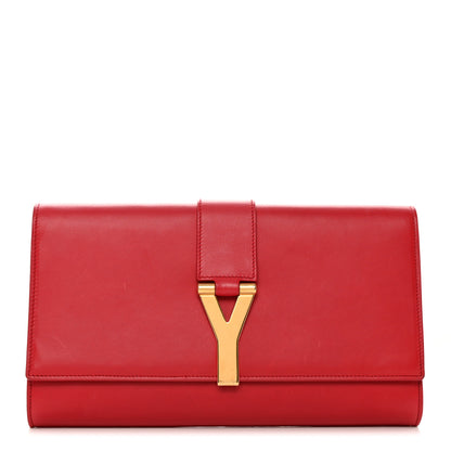 Saint Laurent Calfskin Classic Y Ligne Clutch Red 1 of 13