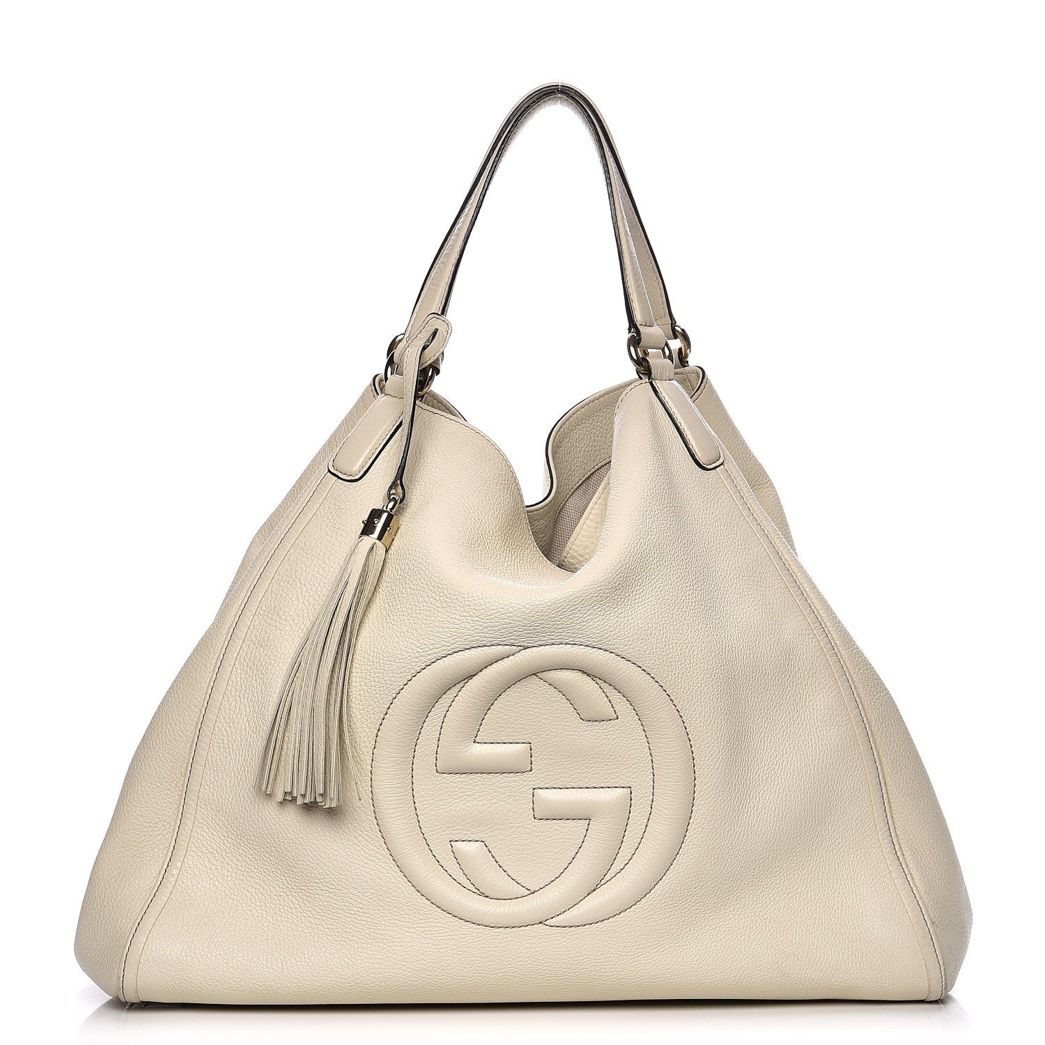 Gucci Pebbled Calfskin Large Soho Shoulder Bag Off White 1 of 13