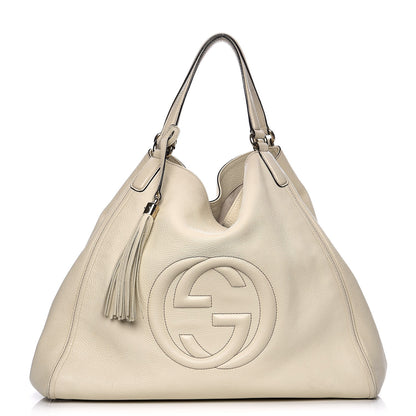 Gucci Pebbled Calfskin Large Soho Shoulder Bag Off White 1 of 13