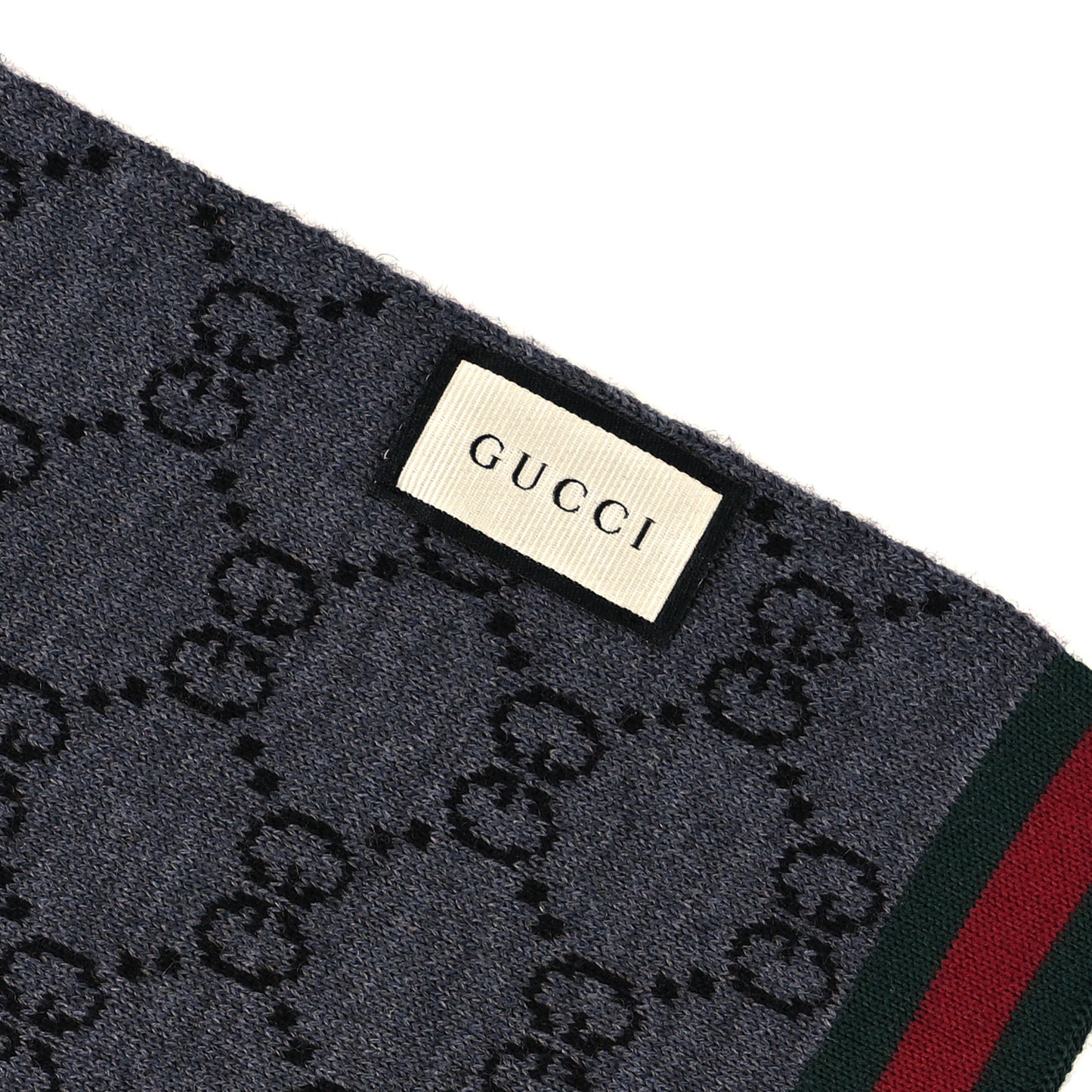 Wool Jacquard Monogram Web Scarf Lead Dark Green