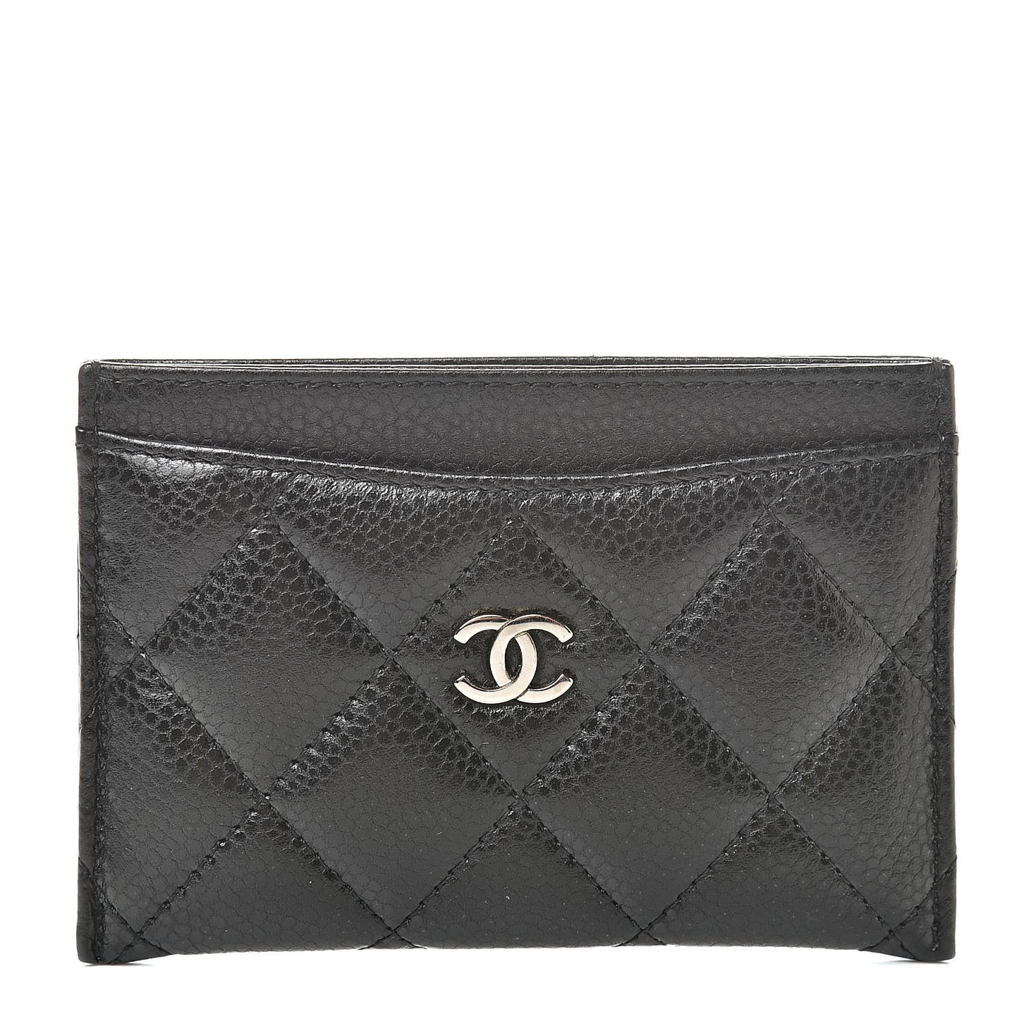 Caviar Quilted Card Holder Black