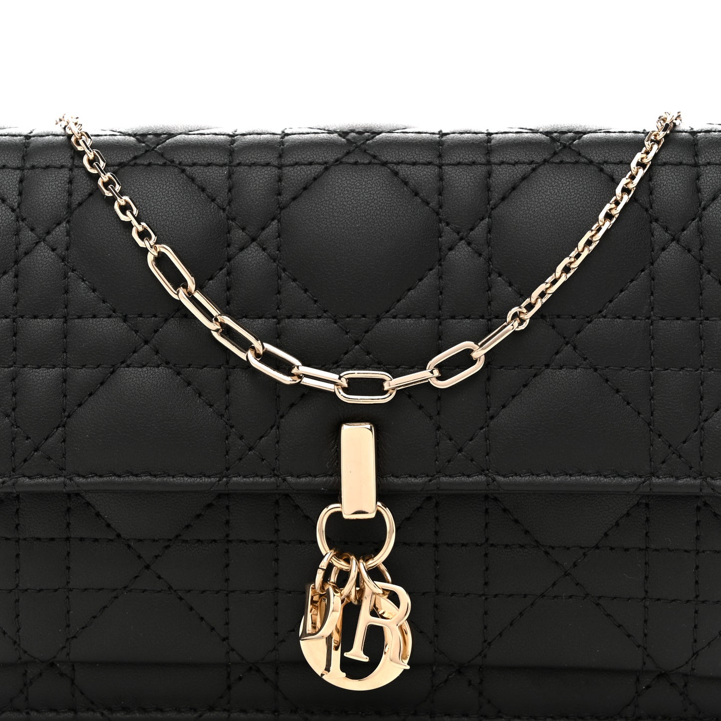Lambskin Cannage Chain My Dior Daily Chain Pouch Black