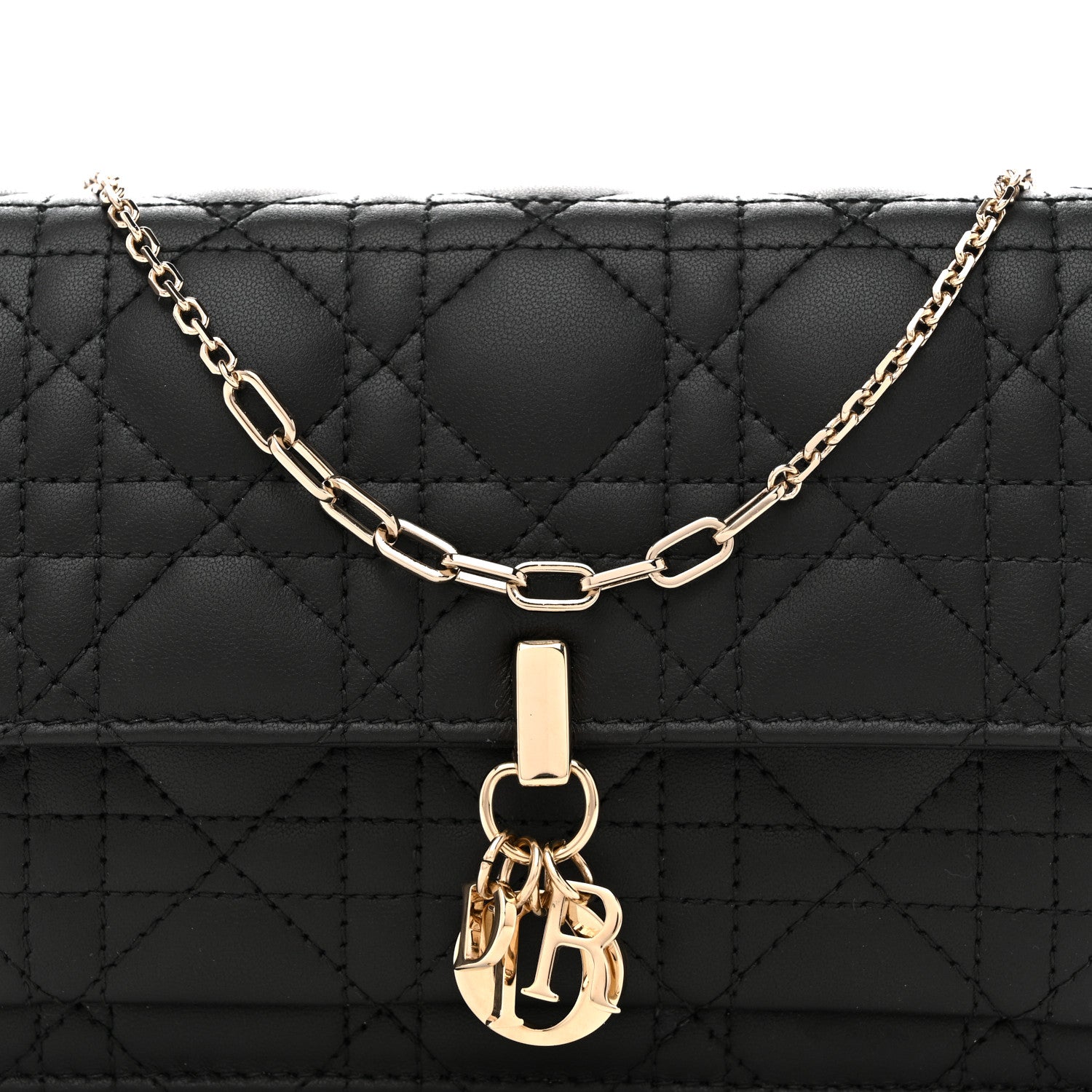 Christian Dior Lambskin Cannage Chain My Dior Daily Chain Pouch Black 9 of 12