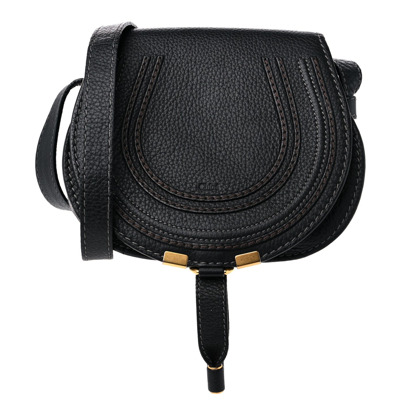 Calfskin Mini Marcie Round Crossbody Bag Black