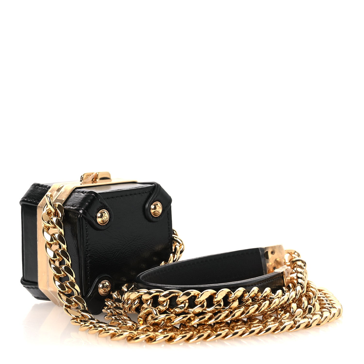 Chanel Shiny Crumpled Calfskin Minaudiere Clutch With Chain Black 2 of 12