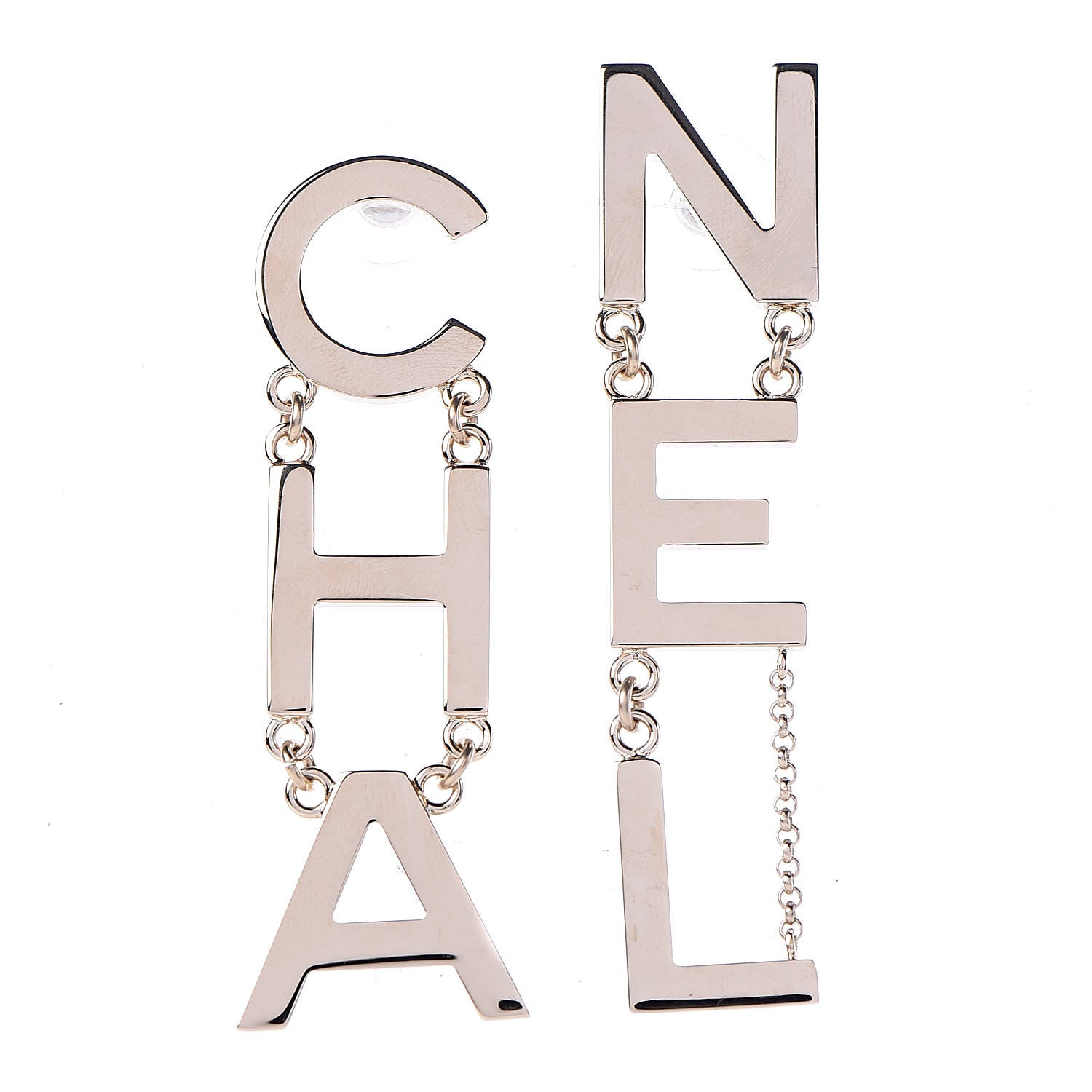 Chanel Metal Cha-Nel Logo Drop Earrings Gold 1 of 5
