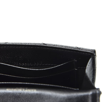 Saint Laurent Grain De Poudre Matelasse Chevron Small Monogram Envelope Wallet Black 8 of 8
