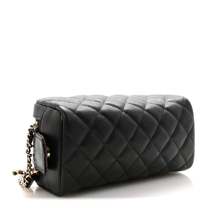 Chanel Caviar Quilted Toiletry Case With Chain Black 4 of 8