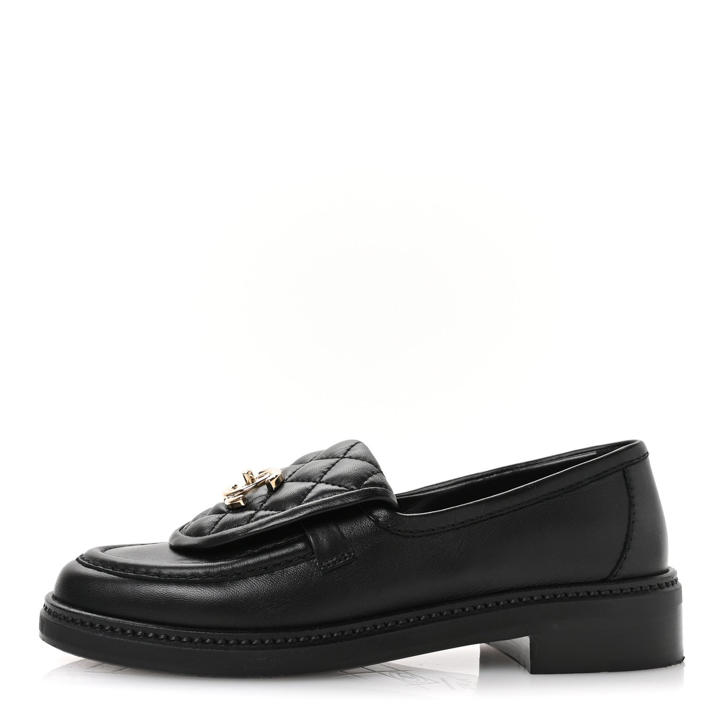 Lambskin Quilted CC Turnlock Loafers 36 Black