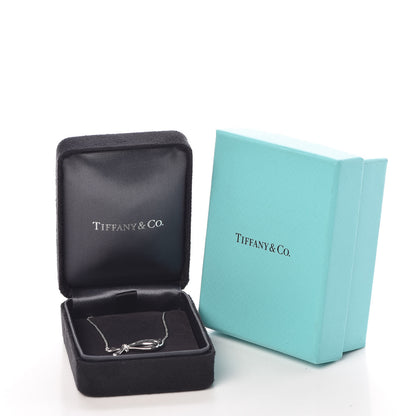 Tiffany 18K White Gold Mini Diamond Bow Pendant Necklace 7 of 7