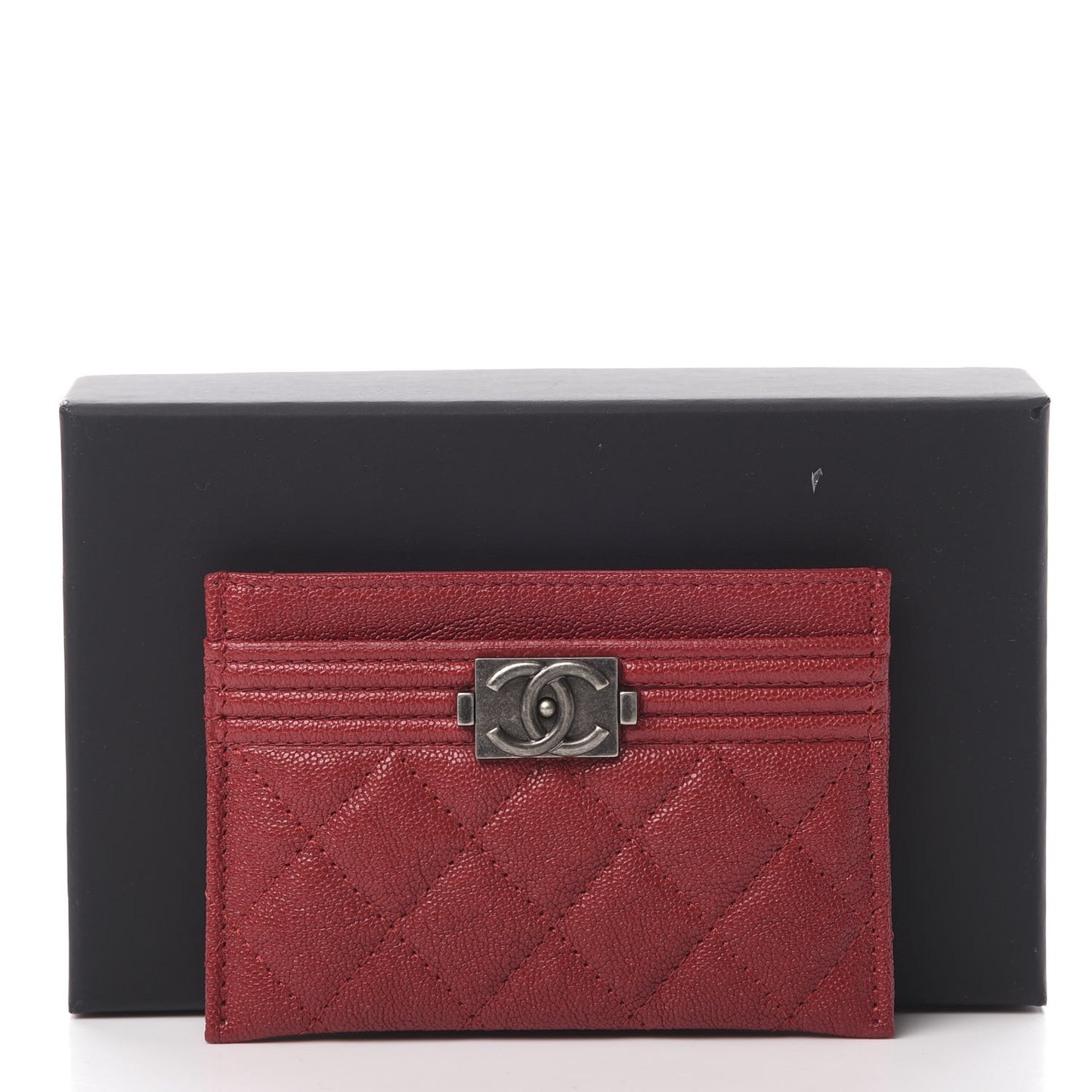Caviar Quilted Boy Card Holder Red