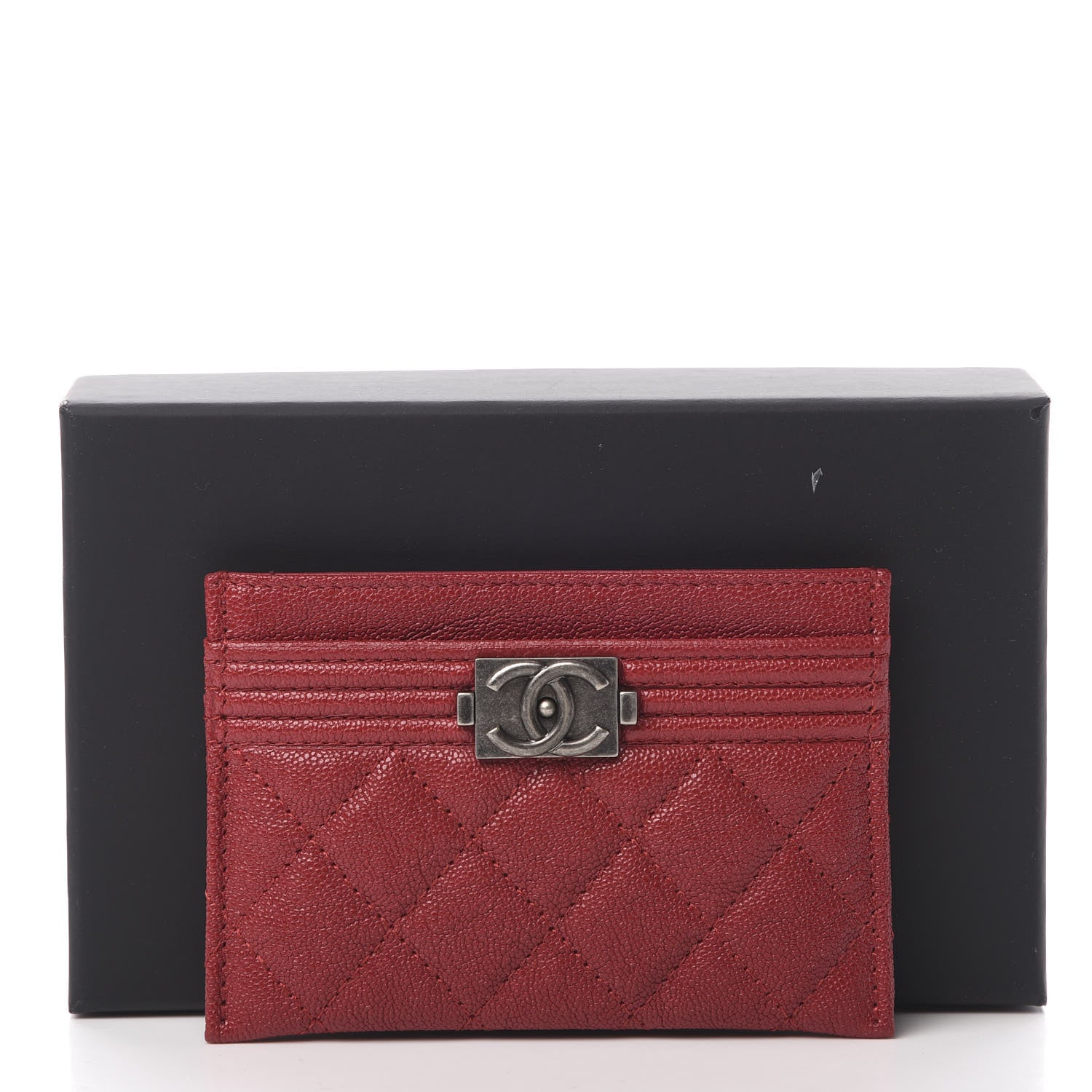 Chanel Caviar Quilted Boy Card Holder Red 9 of 9