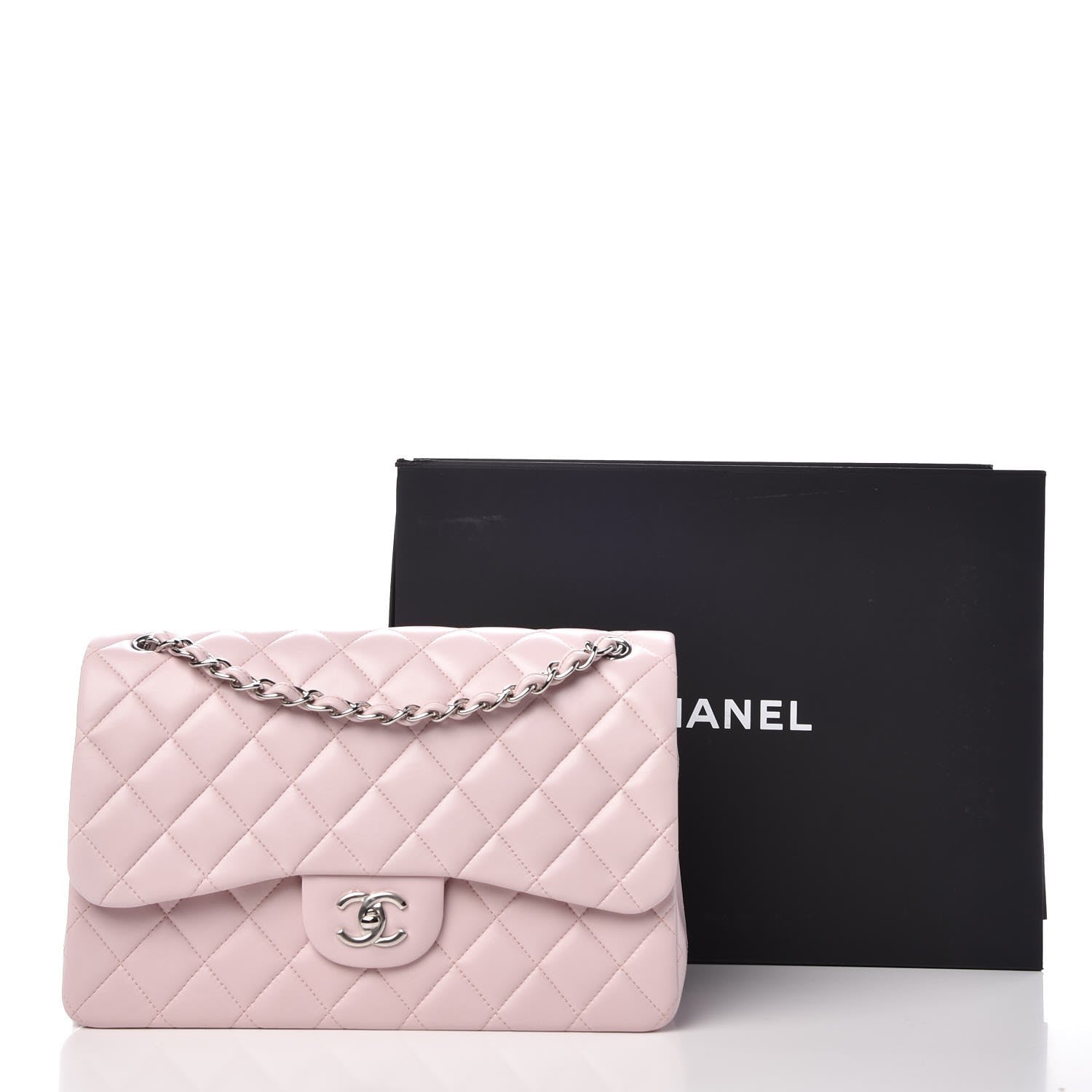 Chanel Lambskin Quilted Jumbo Double Flap Light Pink 10 of 10