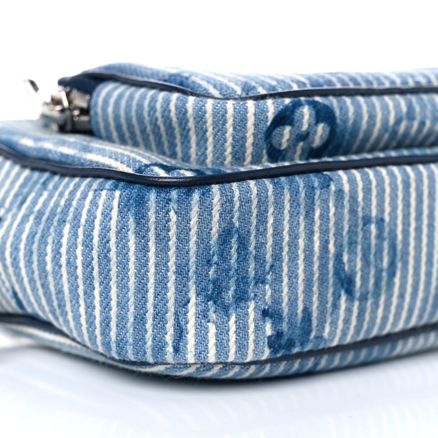 Hickory Stripes Denim Monogram Watercolor Outdoor Pouch Blue