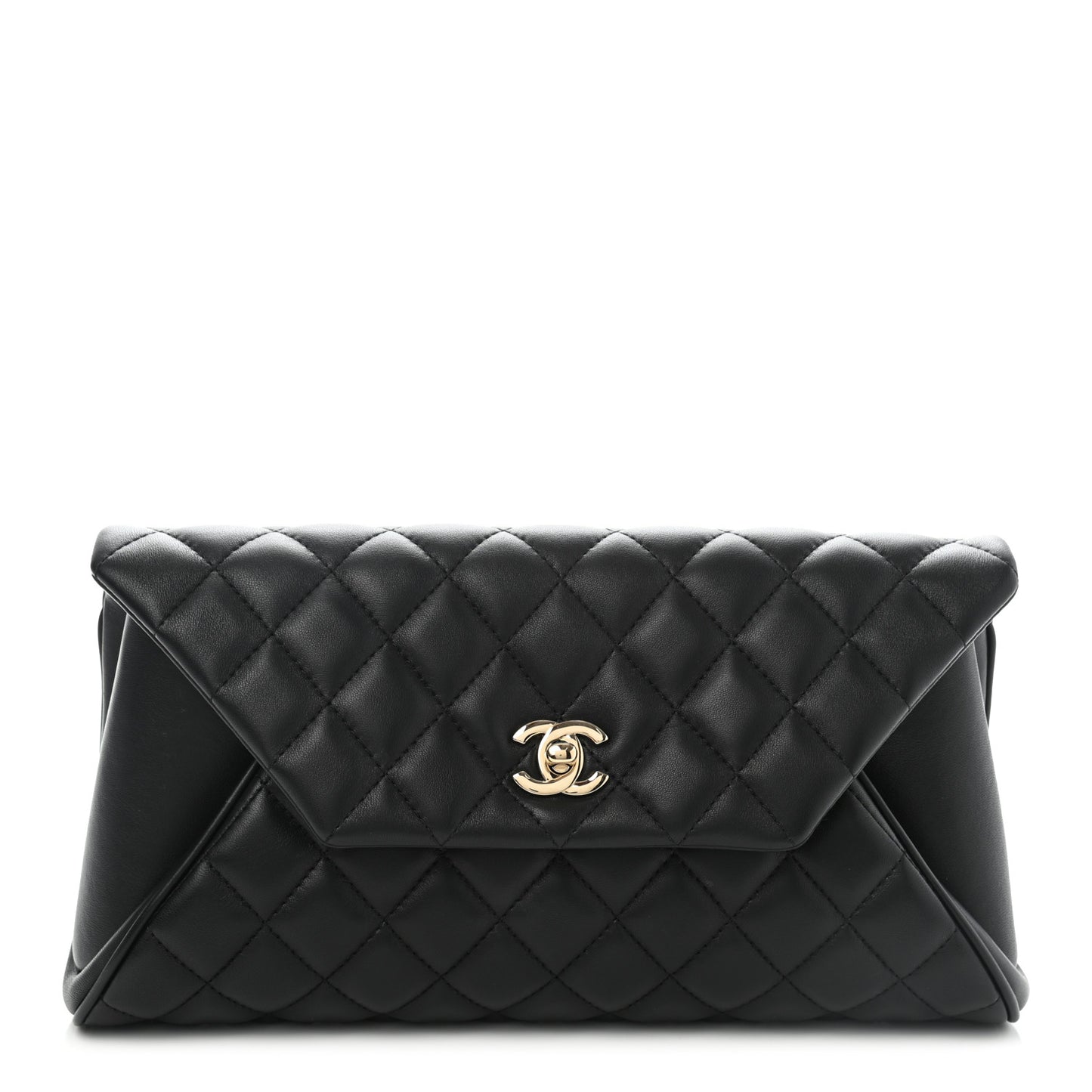 Lambskin Quilted Fold Up Again Clutch Black