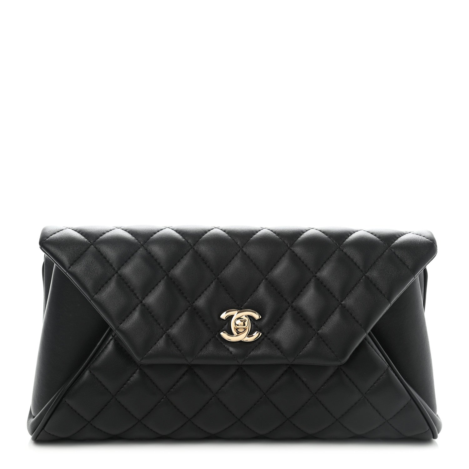 Chanel Lambskin Quilted Fold Up Again Clutch Black 1 of 11