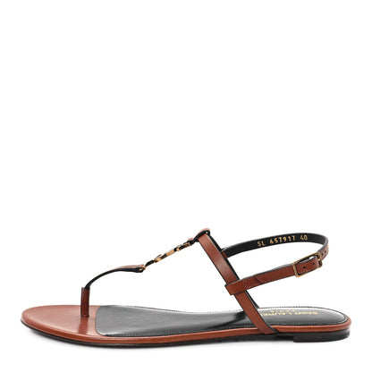 Saint Laurent Calfskin Maine Cassandra Monogram 05 Sandals 40 New Papaya 1 of 10