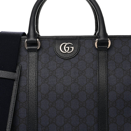 Gucci GG Supreme Monogram Textured Dollar Calfskin Medium Ophidia Tote Black Blue 8 of 10