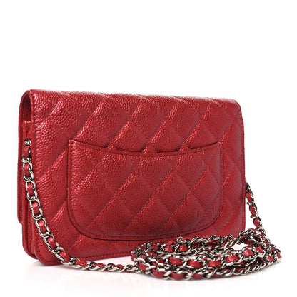 Chanel Caviar Quilted Wallet on Chain WOC Dark Red 3 of 11