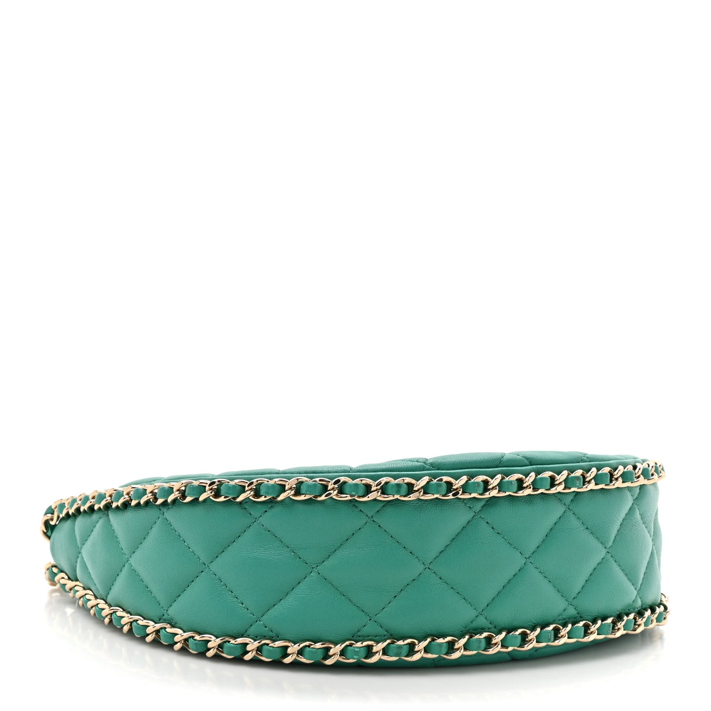 Lambskin Quilted Chain Around Hobo Green