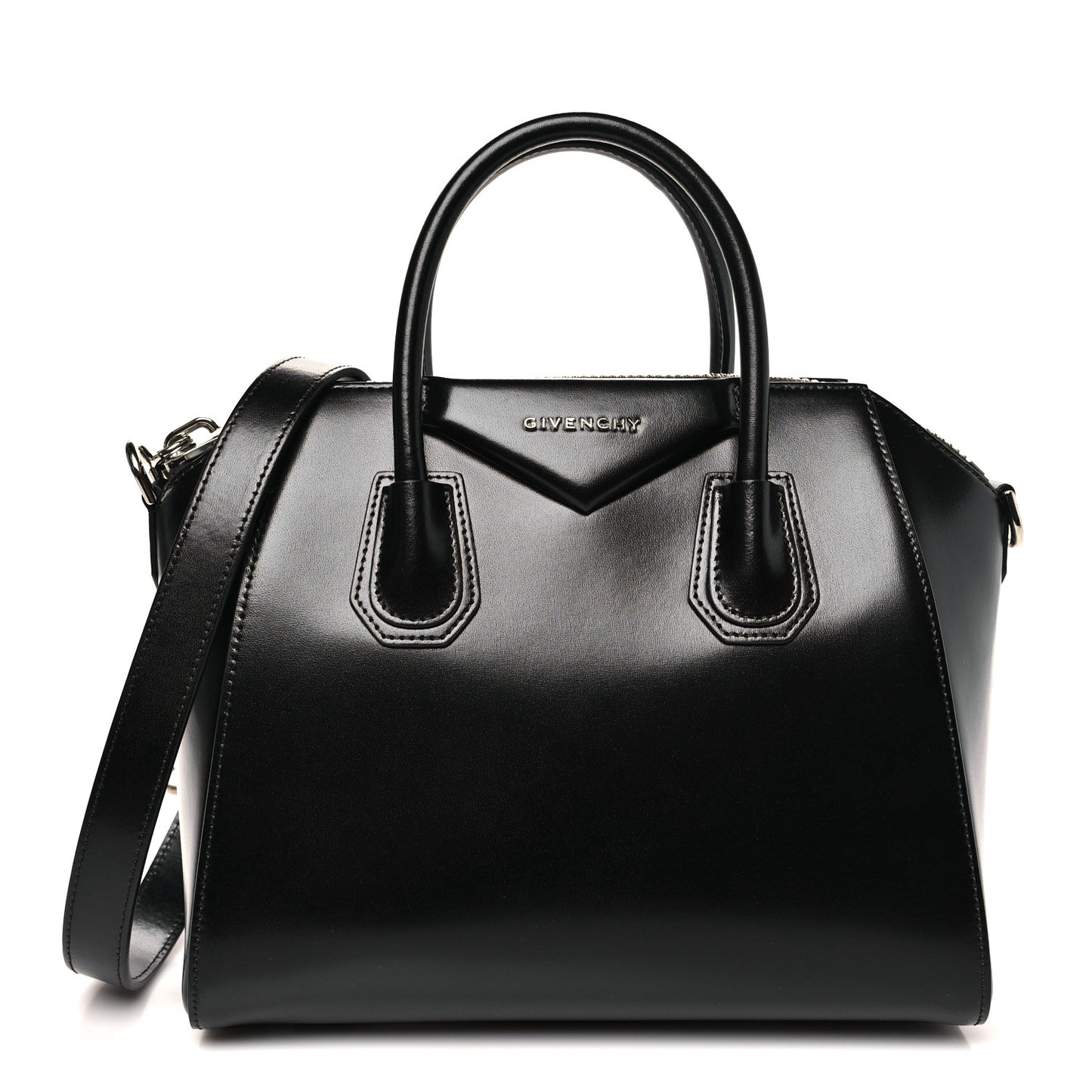 Shiny Lord Calfskin Small Antigona Black