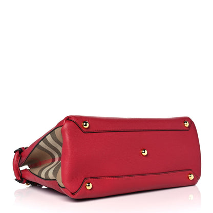 Burberry Grainy Calfskin House Check Medium Banner Tote Red 4 of 9