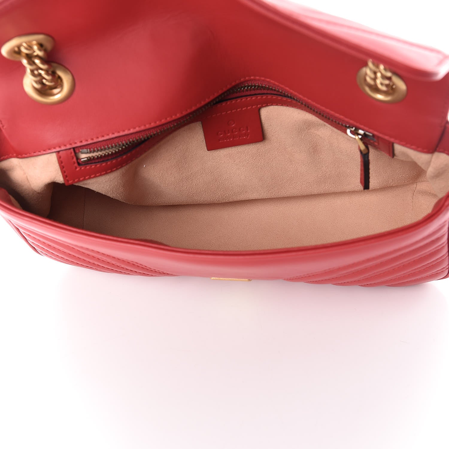 Gucci Calfskin Matelasse Small GG Marmont Shoulder Bag Hibiscus Red 5 of 9