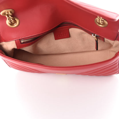 Gucci Calfskin Matelasse Small GG Marmont Shoulder Bag Hibiscus Red 5 of 9