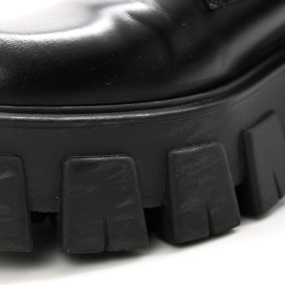 Prada Spazzolato Rois Re-Nylon Metal Triangle Logo Monolith Pouch Pocket 55mm Boots 35.5 Black 9 of 11
