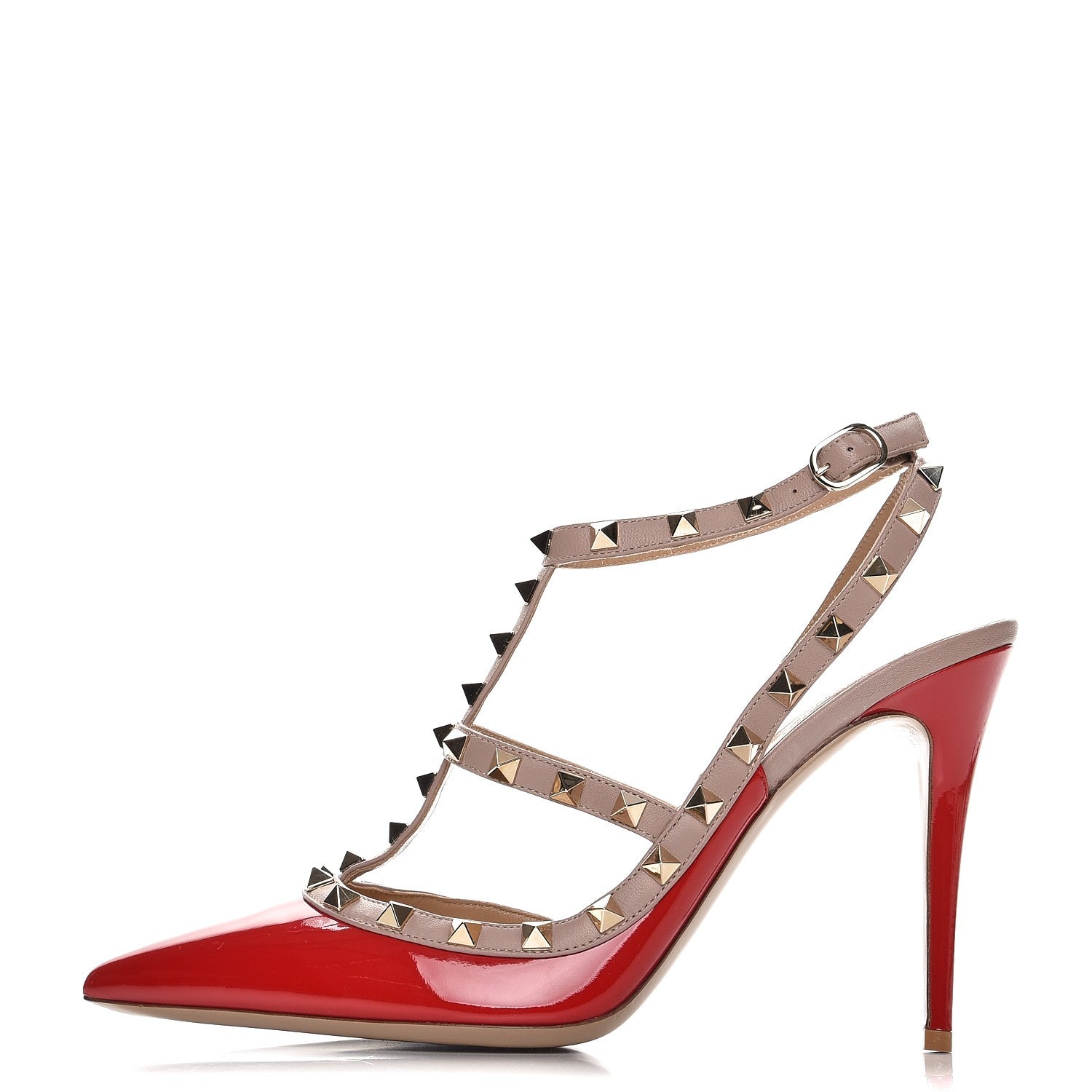 Valentino Garavani Patent Rockstud Ankle Strap Pumps 42 Red Poudre 1 of 12