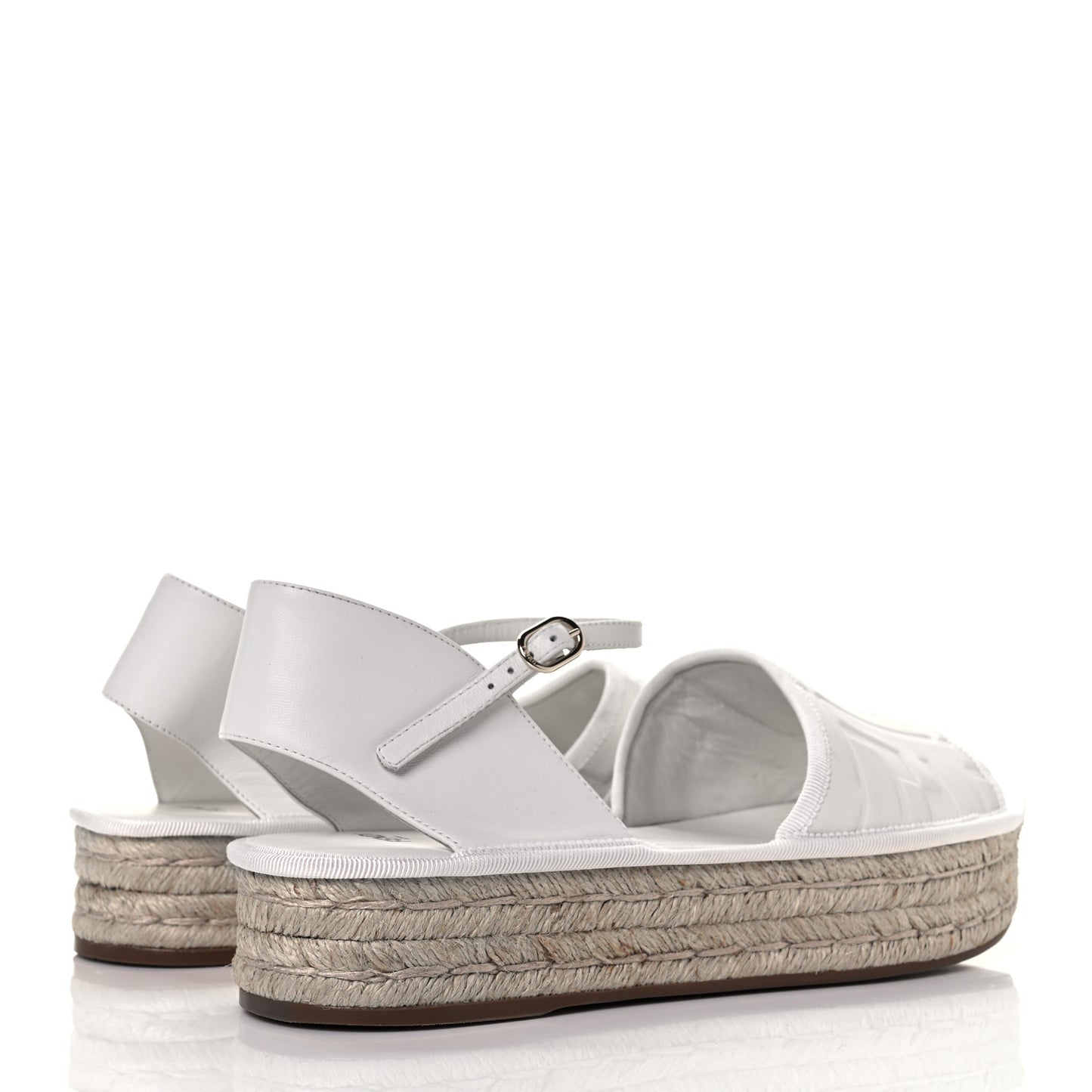 Nappa FF Embossed Espadrille Platform Sandals 40 Snow