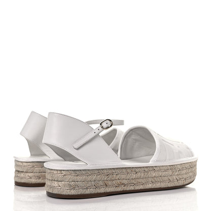 Fendi Nappa FF Embossed Espadrille Platform Sandals 40 Snow 8 of 20