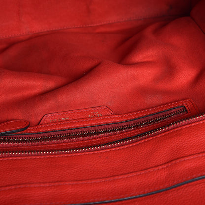 Celine Drummed Calfskin Shoulder Luggage Red 12 of 20