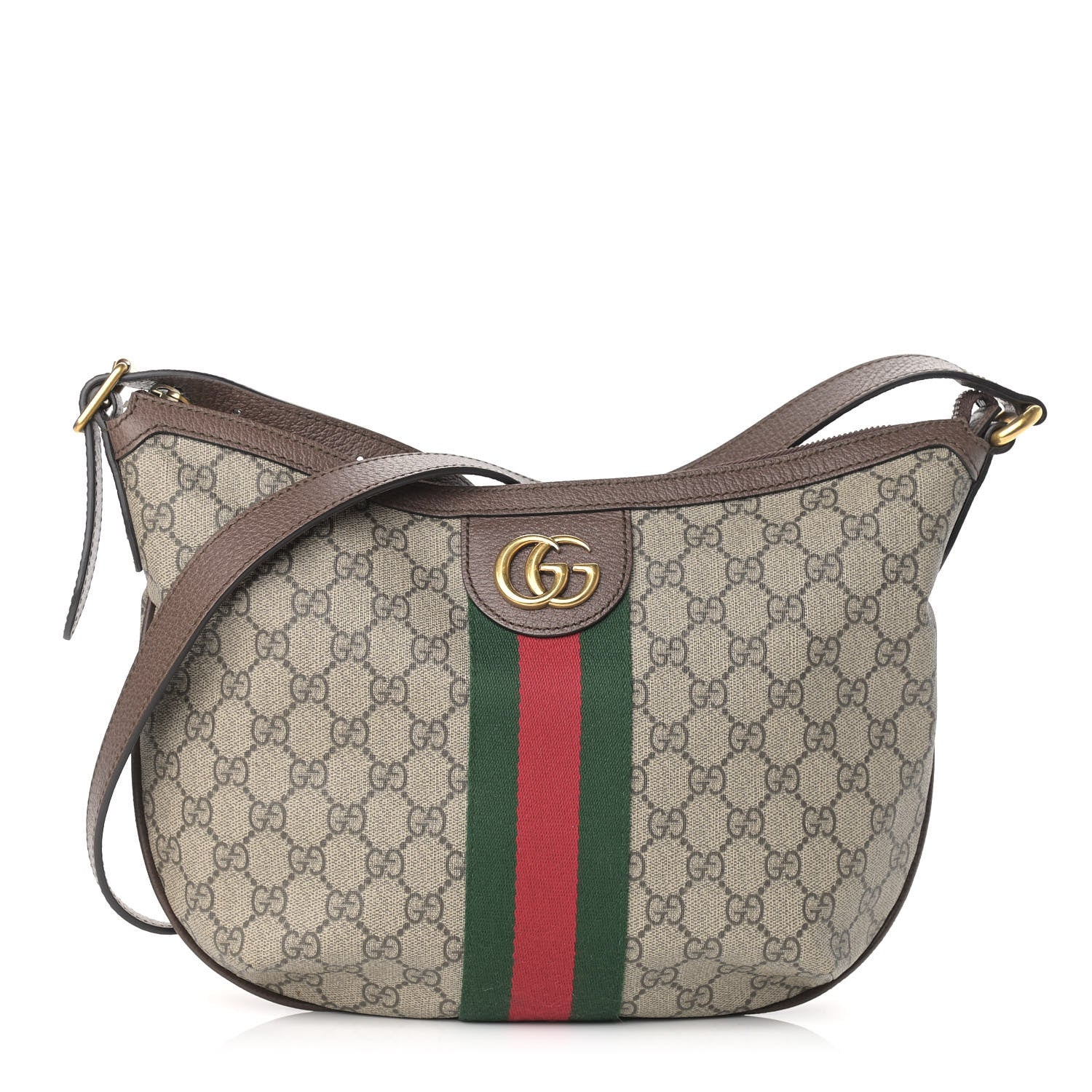 Gucci GG Supreme Monogram Web Small Ophidia Half Moon Hobo Brown 1 of 10