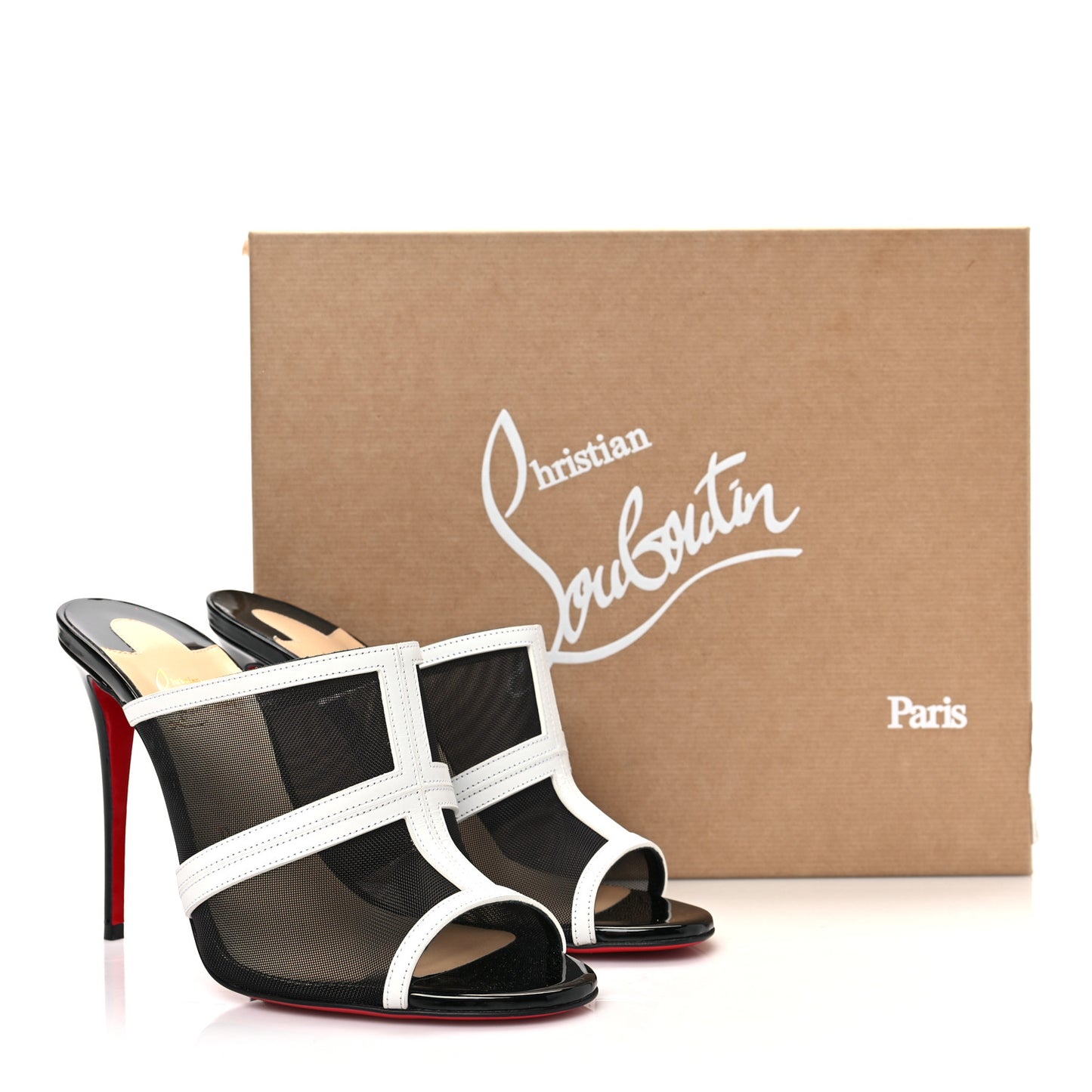 Rete Calfskin Interdite 100 Mule 39 Black White