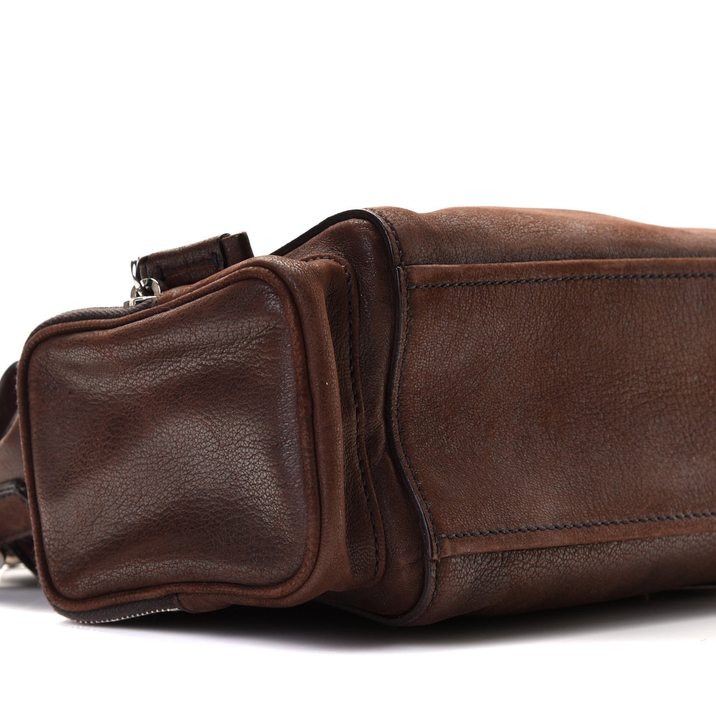 Vitello Daino Pushlock Shoulder Bag Brown