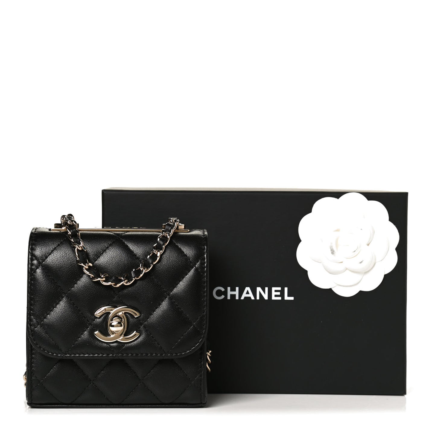 Lambskin Quilted Mini Trendy CC Clutch With Chain Black