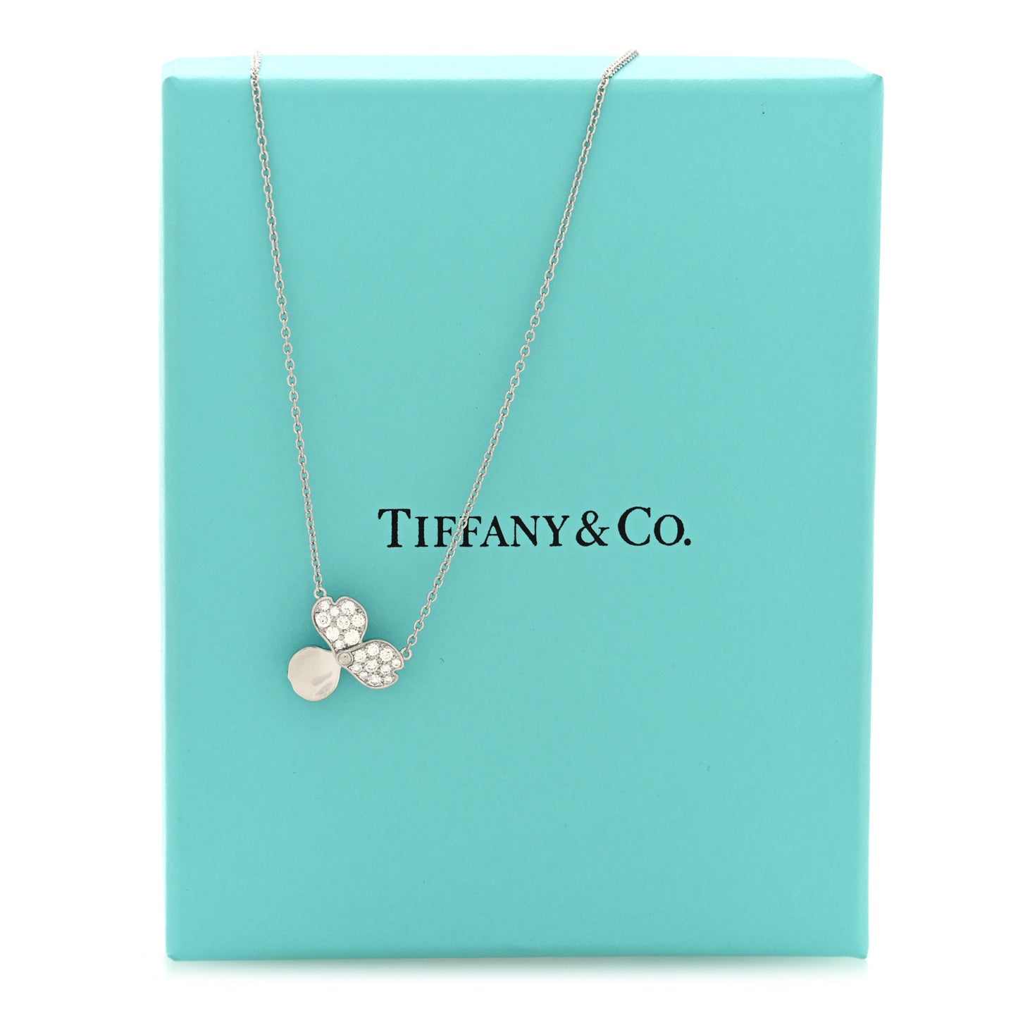 Platinum Diamond .17ctw Small Paper Flowers Pendant Necklace