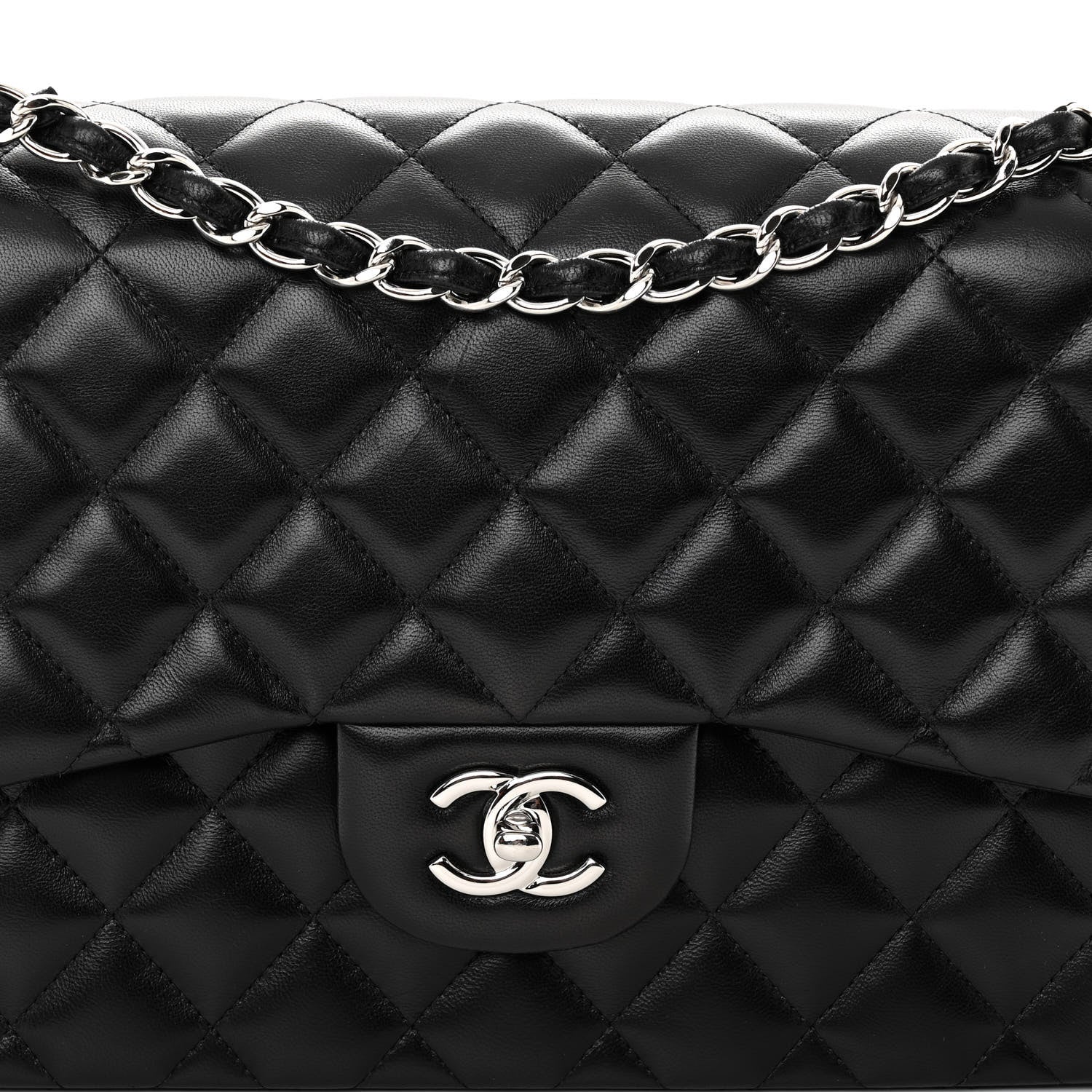 Chanel Lambskin Quilted Jumbo Double Flap Black 8 of 11