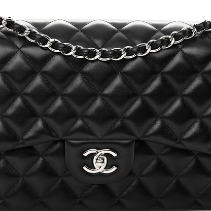 Chanel Lambskin Quilted Jumbo Double Flap Black 8 of 11