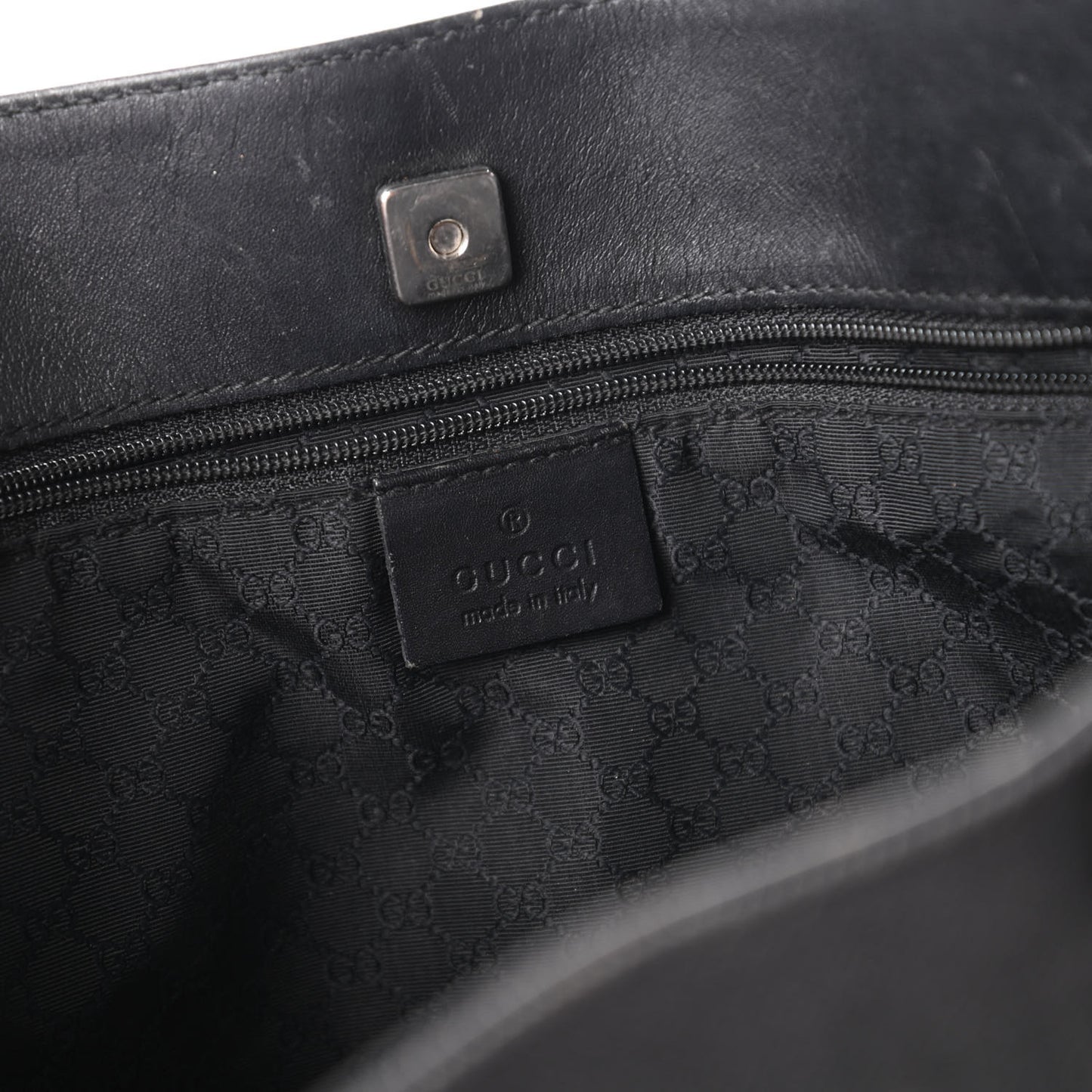 Denim Calfskin Web Tote Black