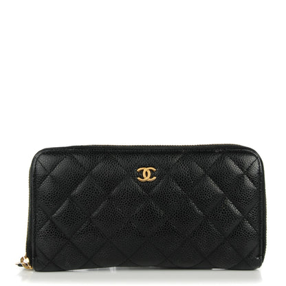 Chanel Caviar Quilted Large Gusset Zip Around Wallet Black 1 of 9