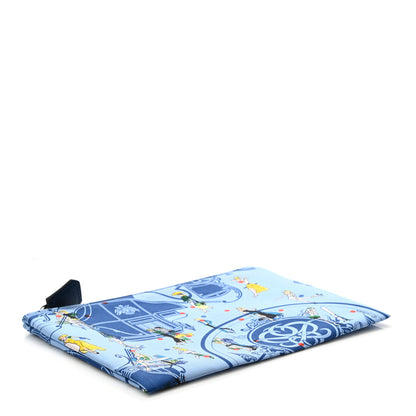 Hermes Silk Ex-Libris Les Parisiennes Silky Pocket Cosmetic Case Deep Bleu Bleuet 4 of 8