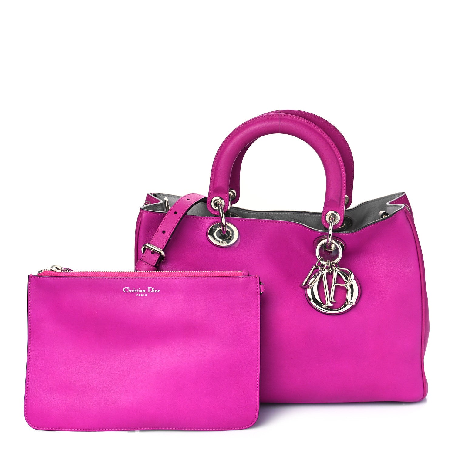 Christian Dior Smooth Calfskin Medium Diorissimo Tote Fuchsia 1 of 9