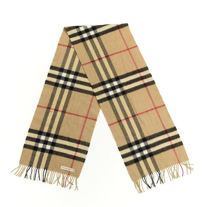 Burberry Cashmere Giant Check Fringe Scarf Camel 2 of 6