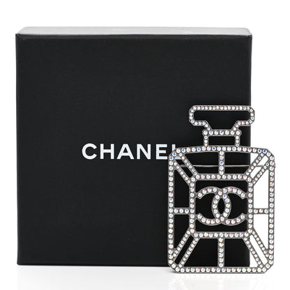 Chanel Ruthenium Crystal Perfume Bottle CC Brooch Iridescent Blue 5 of 5