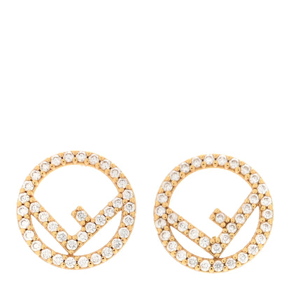 Fendi FF Crystal Round Earrings Gold 1 of 4