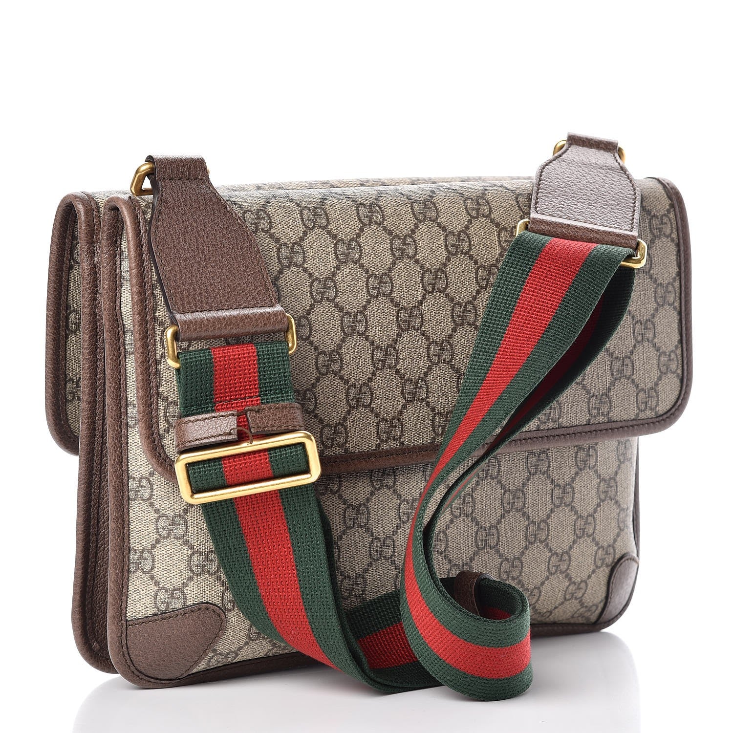 Gucci GG Supreme Monogram Web Neo Vintage Double Flap Messenger Bag Beige New Acero 3 of 15